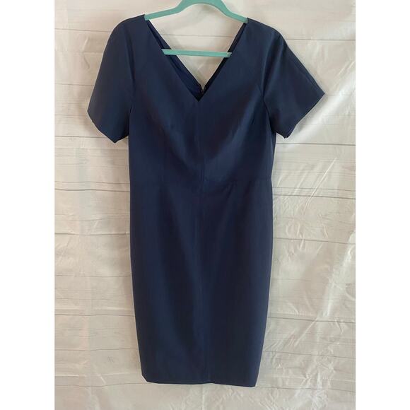 Banana Republic Size 10 Blue Dress V-neck Cap Sleeves Wool Blend Lined NWT - Picture 1 of 7
